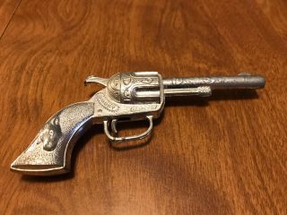 Vintage Smoky Metal Toy Play Gun Silver Cowboy Western Collectible