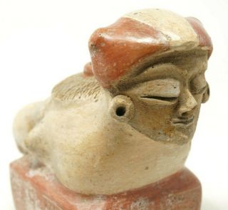 Mexican Pre Columbian? Aztec? Mayan? Terracotta Clay Figurine Statue Vessel