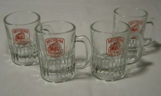 4 Millstream Brewing Company Amana Iowa Mini Glass Beer Mugs 3.  25 " Tall