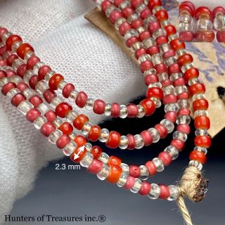 Old Native American White Heart Indian Trade Beads Necklace 1800s Great Lakes Ny