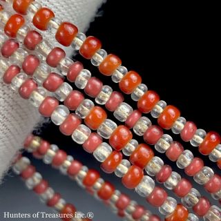 Old Native American White Heart Indian Trade Beads Necklace 1800s GREAT LAKES NY 2