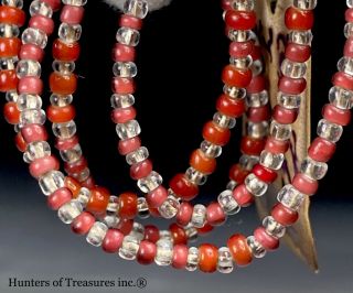 Old Native American White Heart Indian Trade Beads Necklace 1800s GREAT LAKES NY 3