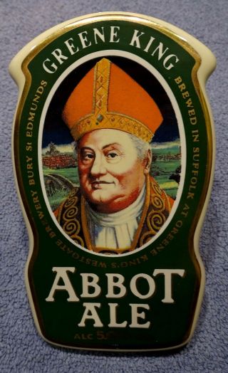 Porcelain Beer Pump Clip - Greene King Abbot Ale - Bitter British Beer