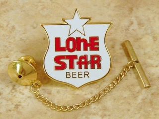 Lone Star Beer Tie Tack Pin And Chain Clasp