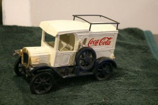Vintage Cast Iron White Coca - Cola Delivery Truck With Bottles In Crates