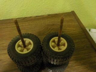 Vintage Tonka Jeep Or Mighty Wrecker Truck 4 Tires 2 Axles 2 Nuts