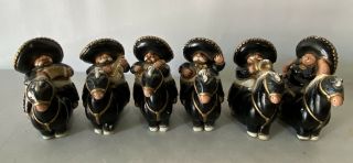 Vintage Mariachi Band & Horse Set Mexican Folk Art Roly Poly Chalkware Figurines