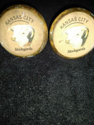 Bridle Rosette ' s Kansas City Stockyards Polled Hereford 2 in brass and glass 2