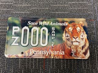 1995 Pennsylvania Save Wild Animals Sample License Plate Tag