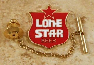 Lone Star Beer Red Tie Tack Pin And Chain Clasp