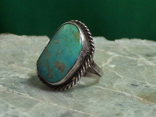 Navajo Vintage Old Pawn Sterling And Turquoise Ring -