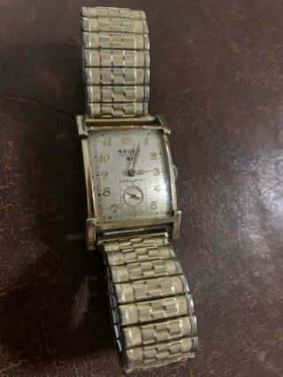 1950 Gruen Veri - Thin Precision Curvex Tank Watch 10 K Gold Filled Vintage 21