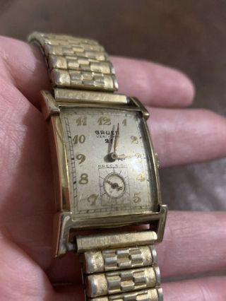 1950 Gruen VERI - THIN Precision Curvex Tank Watch 10 K Gold Filled Vintage 21 3