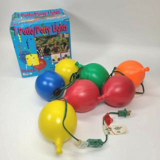 7 Vintage Blow Mold Plastic Balloons Patio Rv Camping Party Lights Set 1988