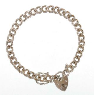 7.  5 " Vintage Sterling Silver 925 Padlock Charm Bracelet By Nuvo Rp,  19g