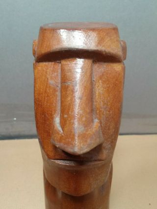 Incredible,  scarce vintage hand carved on Easter Island Moai Tiki,  OCEANIC 7 x 2 3