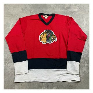 70s 80s Vtg Chicago Blackhawks Jersey T Shirt L Red Sewn Stitched Nhl Hockey