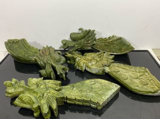 Vtg Chinese Carved Jade Green Hard Stone Dragon Figurehead Mount Salvaged Figure
