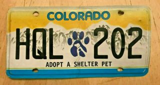 Colorado Adopt A Shelter Pet Dog Cat Pets Canine Auto License Plate " Hql 202 "