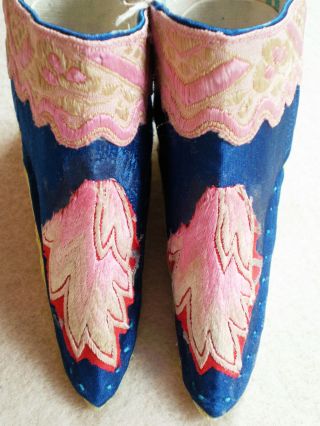 Vintage Chinese BOUND FEET LOTUS SHOES Silk Handmade Hand Embroidery 3