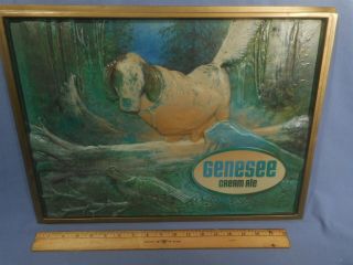 Vintage Old Genesee Beer Sign Cream Ale Hunting Bird Dog 14”x 19” Sign