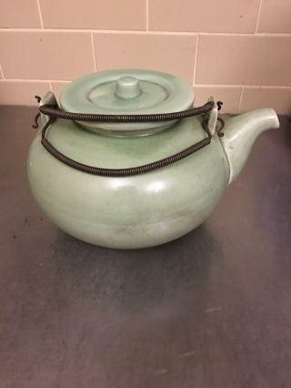 Vintage Celadon Green Stoneware Tea Pot Vietnam