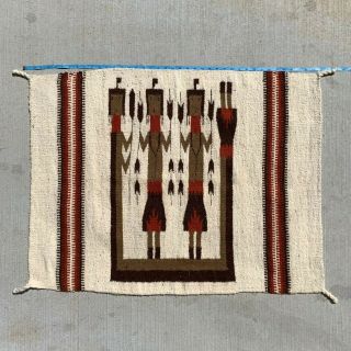 Vintage Navajo Yei Rug Native American Indian Wool Southwest Pueblo 40x30 In