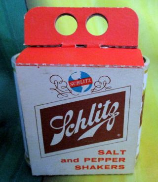 Vintage SCHLITZ SALT AND PEPPER SHAKERS Miniature BEER CANS 2.  25 