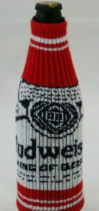 Budweiser Red Coozie One Size Stretch Beer Koozie Knit Bottle Sweater