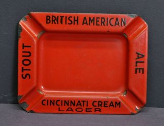 British American Cincinnati Cream Lager Stout Ale Vtg Beer Ash Tray Porcelain