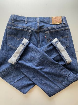 Vintage 80s 501 Levis Denim Raw Jeans Button Fly Made In Usa 40x34 Shrink To Fit
