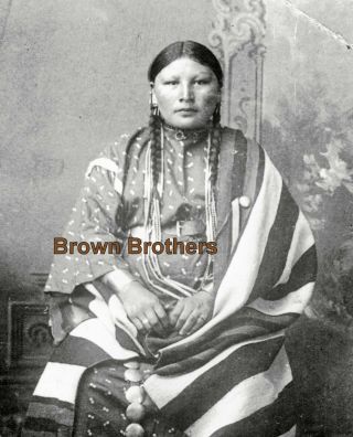 1900s Native American Indian Sioux Maiden Native Dress Glass Photo Negative Bb