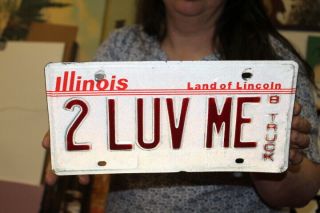 Vintage Illinois 2 Luv Me B Vanity Truck Chevrolet Metal License Plate Sign
