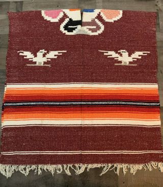 Vintage Native American Bird Navajo Style Mexican Wool Blanket/serape Poncho