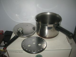 Vintage Mid - Century Revere Ware 1801 Pressure Cooker 4 Qt Pot Copper Clad