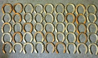 45 Rustic & Metal Horse Shoes W/ Nails Pulled & Some Cleaned