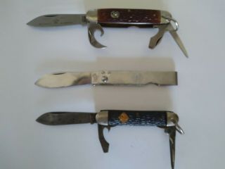 3 Boy Scout Knives 1@vintage Camillus 2@single Blade And 3@cub Scout Knife