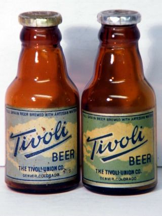 Tivoli Beer Mini Salt And Pepper Bottles,  Tivoli - Union Co. ,  Denver,  Co
