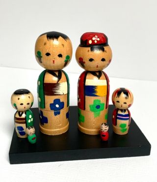 Vintage Kokeshi Japanese Wooden Nesting Dolls Bobbleheads Bobble Head
