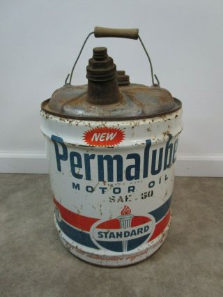 Vintage Amoco Oil Company Permalube Motor Oil 5 Gallon Oil/gas Can Standard