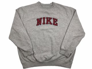 Vtg Nike Mens Xl Gray Sweatshirt Jumper Pullover Embroidered Spell Out (r4)