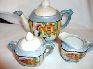 20 Piece Vintage Luster Ware Child Tea Set Made In Japan Bird/floral Pattern A9