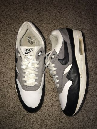 Vintage 2003 Nike Air Max 1 Black White Grey Colorway Leather And Suede Size 13
