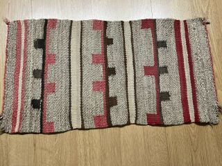 Vtg Native American Indian Navajo Small Rug Hand Woven Wool 25” X14” Samplers