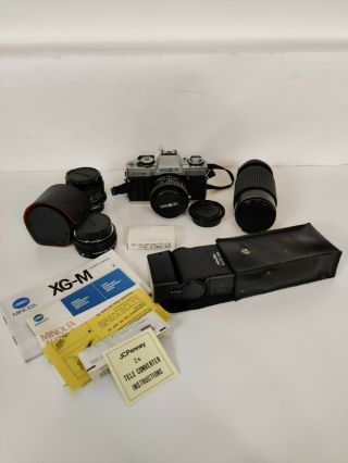 Vintage Minolta Xg - M Camera With,  Lens,  Flash,  Manuals