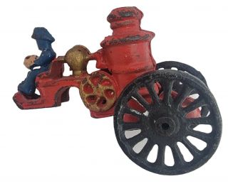 Vintage Cast Iron Toy Steam Pumper Fire Engine With Driver No Wagon & Horses.