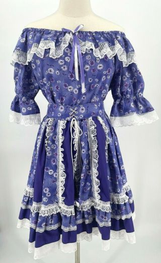 Vintage Fun & Fancy Originals S Shirt Skirt Square Dance Outfit Set Floral W/tie