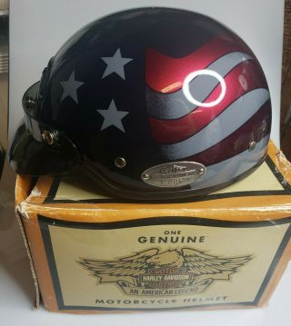 Vtg Agv Harley Davidson Usa American Flag Half Helmet Dj Hd Half Shell Sz Large