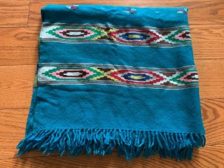 Rare Vintage Mexican Saltillo Serape Wool Blanket Throw 34 " X 68 "