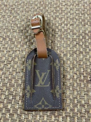 Louis Vuitton Vintage Monogram Canvas Luggage Travel Id Tag With Leather Strap